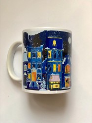 Кружка керамическая Синие домики